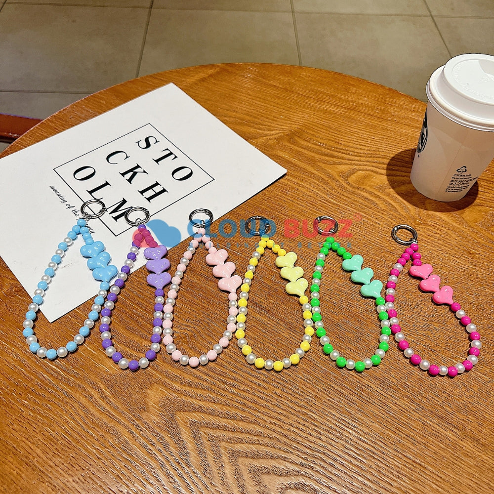 3 Heart Colorful Beads Phone Charm | Bracelet