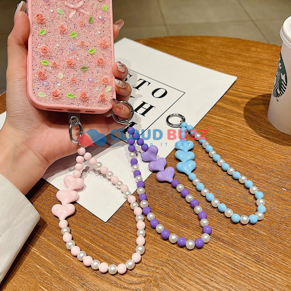 3 Heart Colorful Beads Phone Charm | Bracelet
