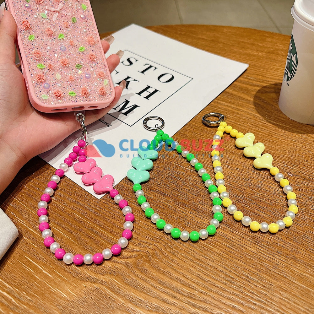 3 Heart Colorful Beads Phone Charm | Bracelet