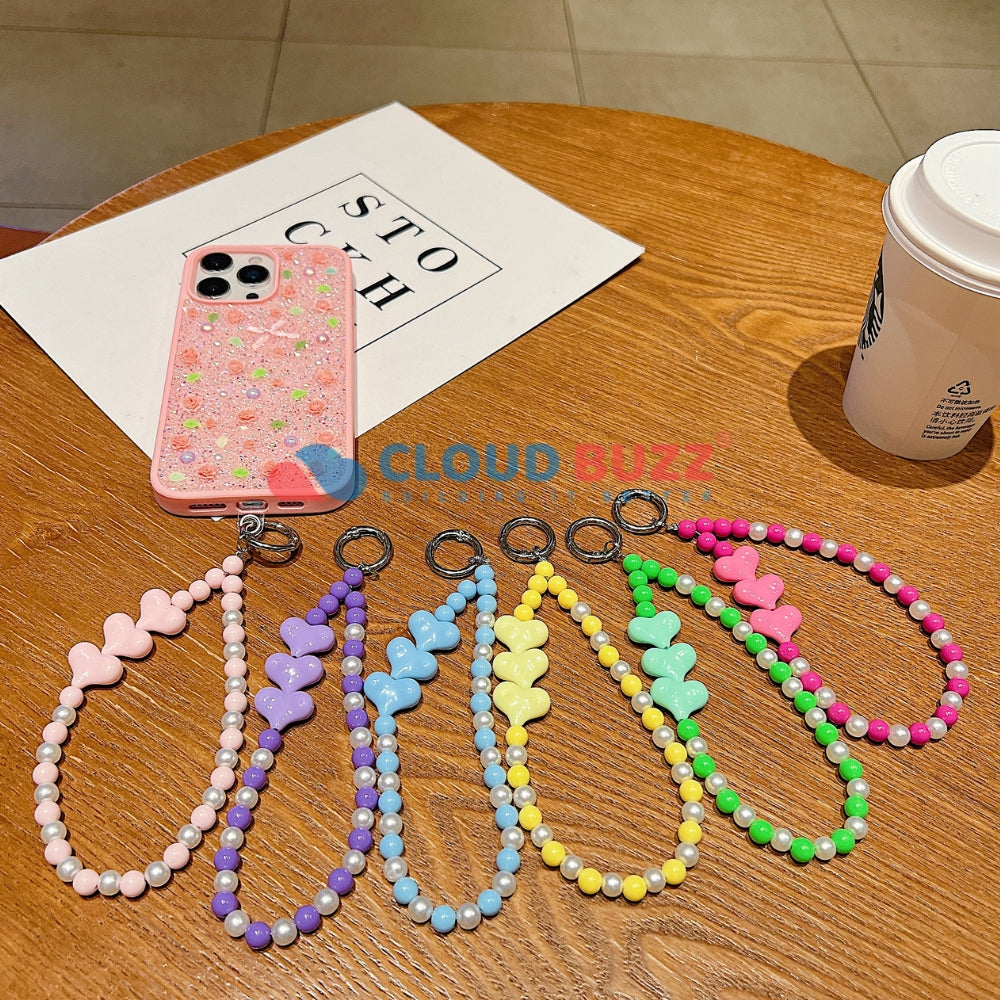 3 Heart Colorful Beads Phone Charm | Bracelet