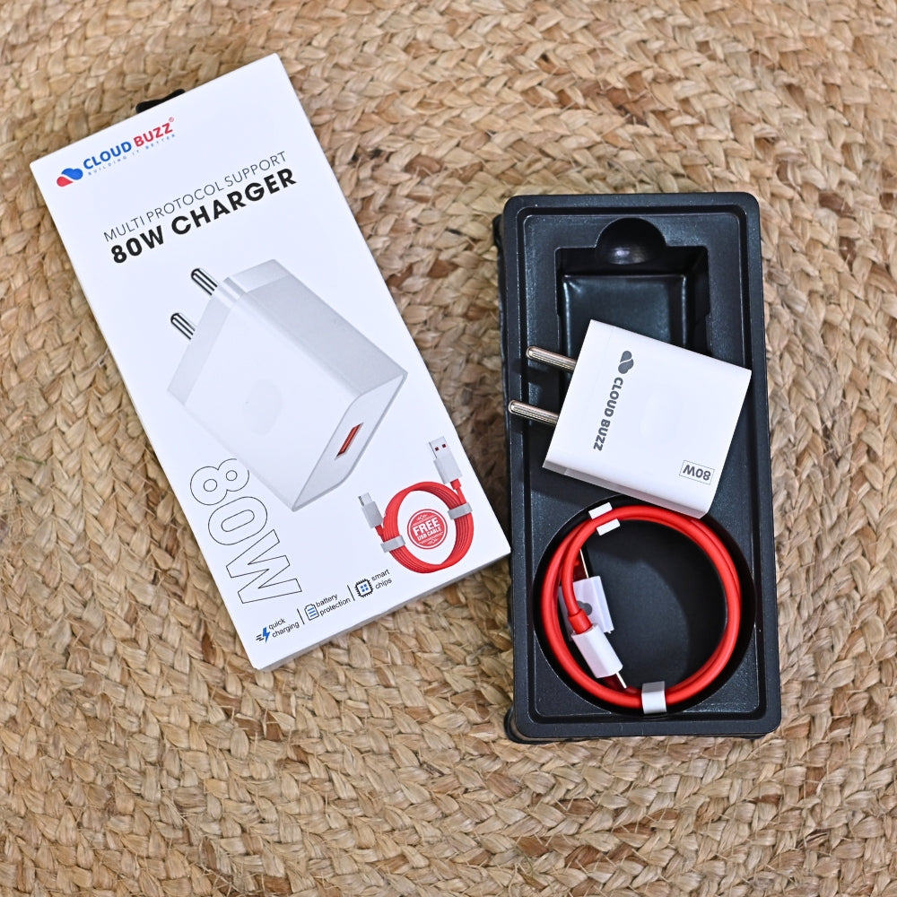 80W Fast Charger USB to Type-C Charging Plug with 1M Cable (CB104)