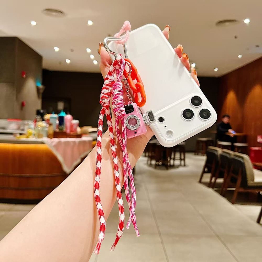 Pink Retro Camera Ornament Bow Rope Phone Charm | Keychain | Handbag Charm