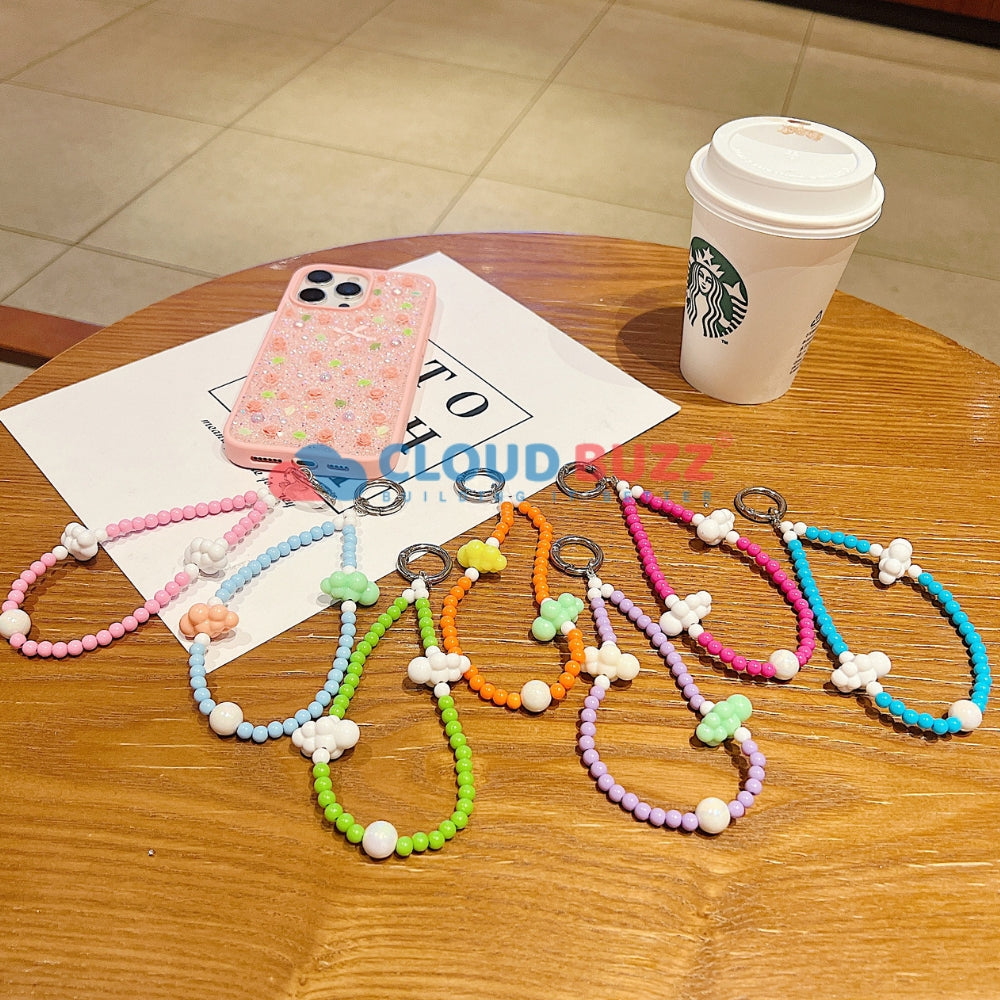 Cloud Pattern Hanging String Bead Phone Charm | Handbag Charm | Bracelet