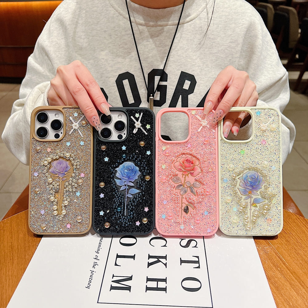 Colorful Rose Bling Studded Diamond Phone Case