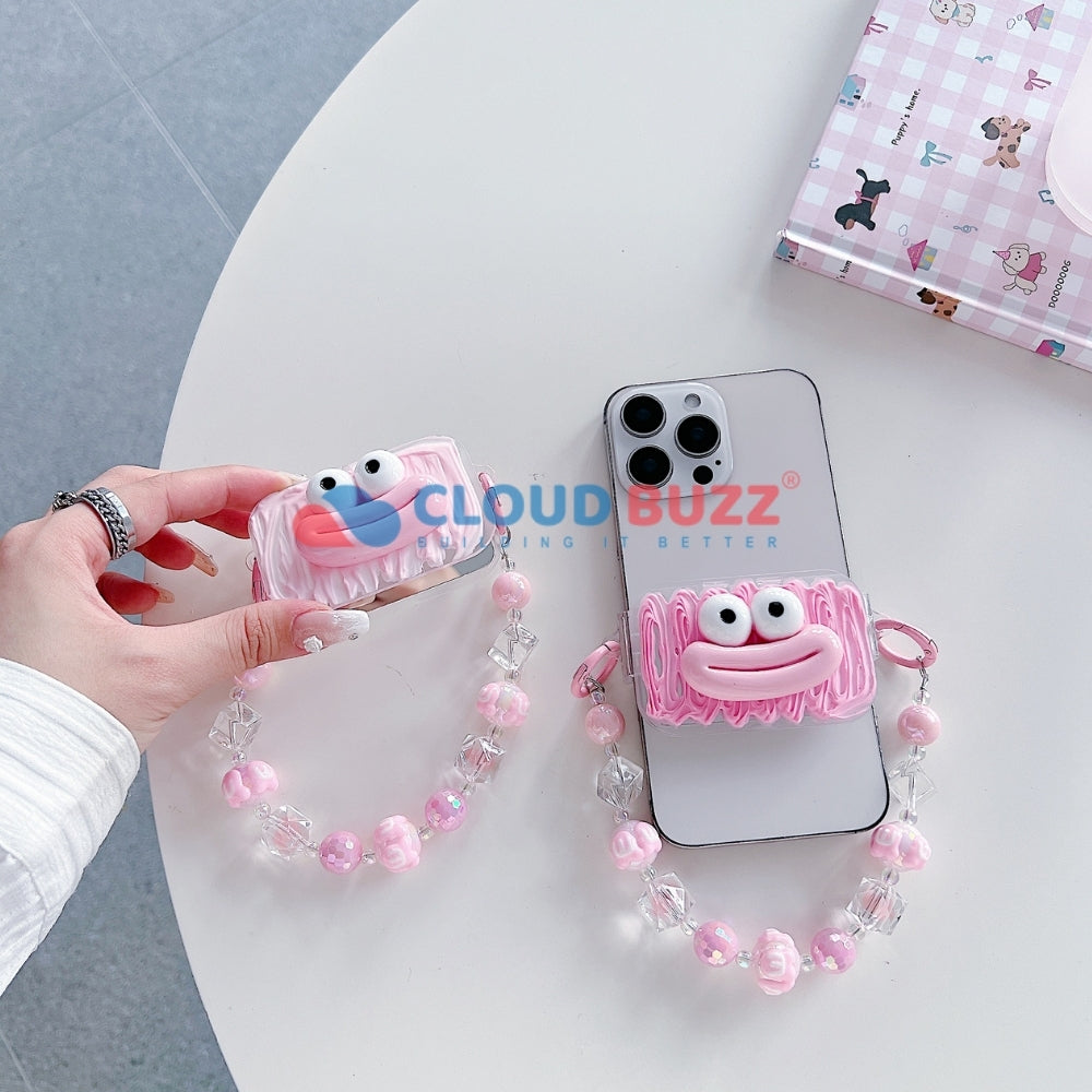 Cute Mini Cartoon Toy Flip Mirror Universal Stand with Crystal Bracelet