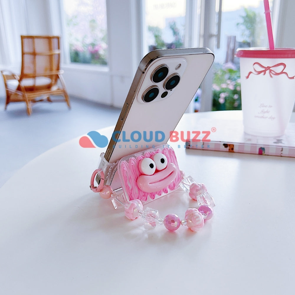 Cute Mini Cartoon Toy Flip Mirror Universal Stand with Crystal Bracelet