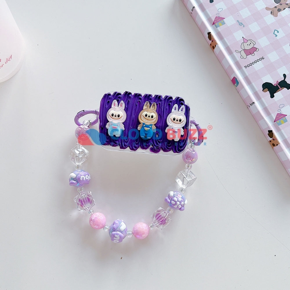 Cute Mini Cartoon Toy Flip Mirror Universal Stand with Crystal Bracelet