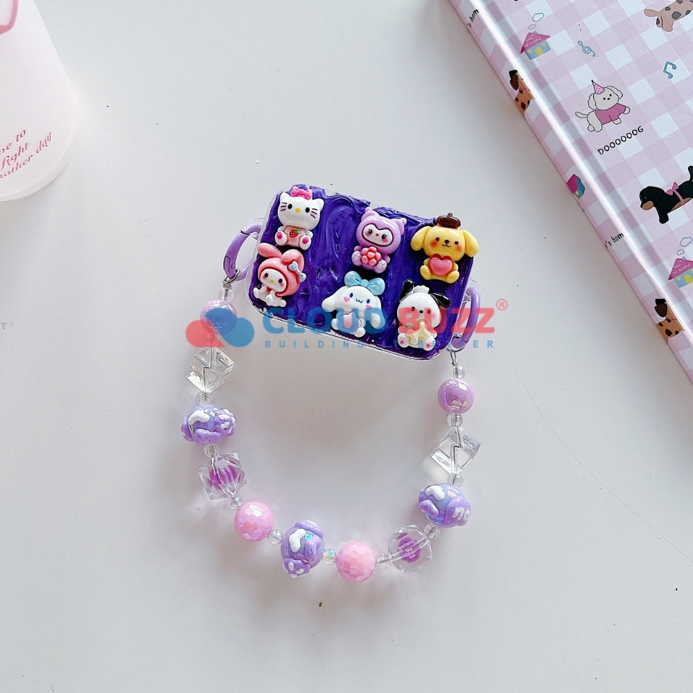 Cute Mini Cartoon Toy Flip Mirror Universal Stand with Crystal Bracelet