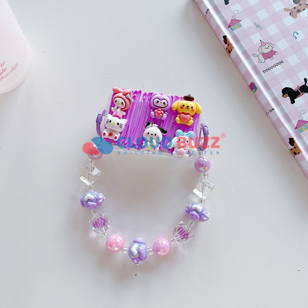 Cute Mini Cartoon Toy Flip Mirror Universal Stand with Crystal Bracelet