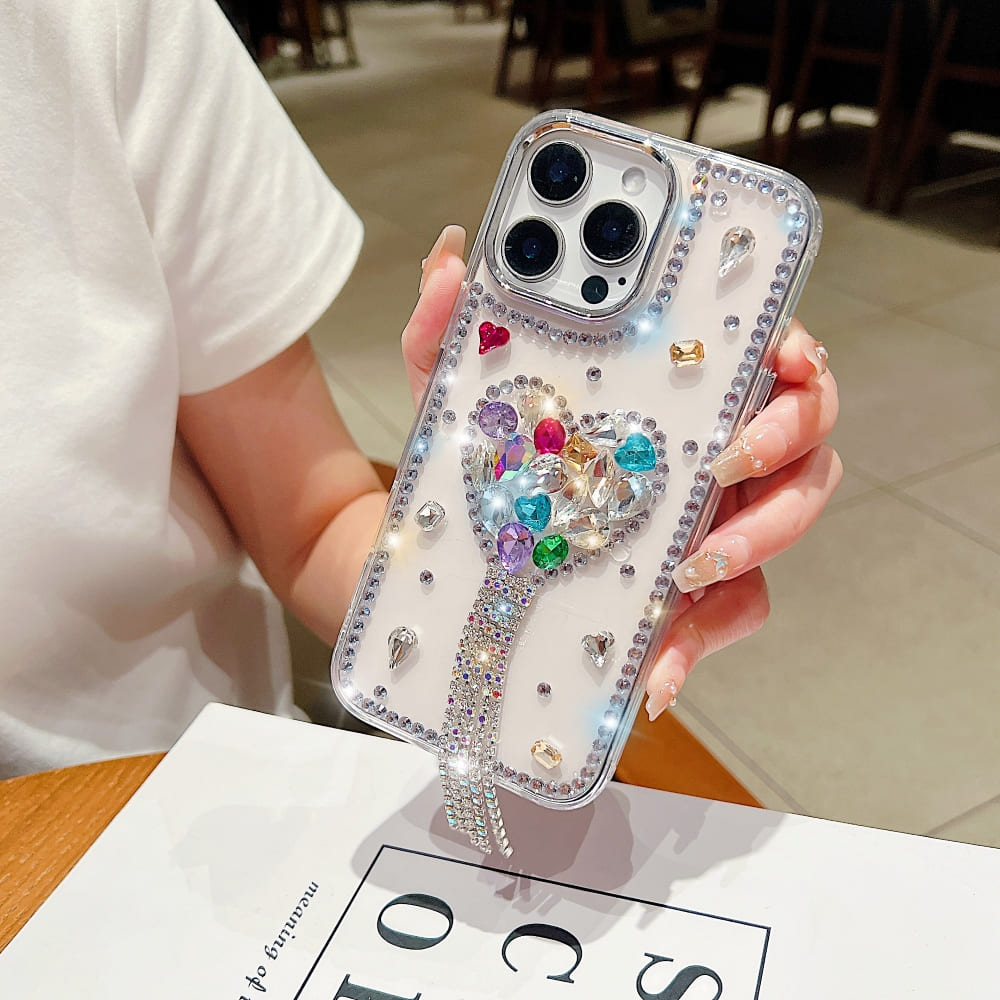 Designer Handmade Love Diamond Transparent Phone Case