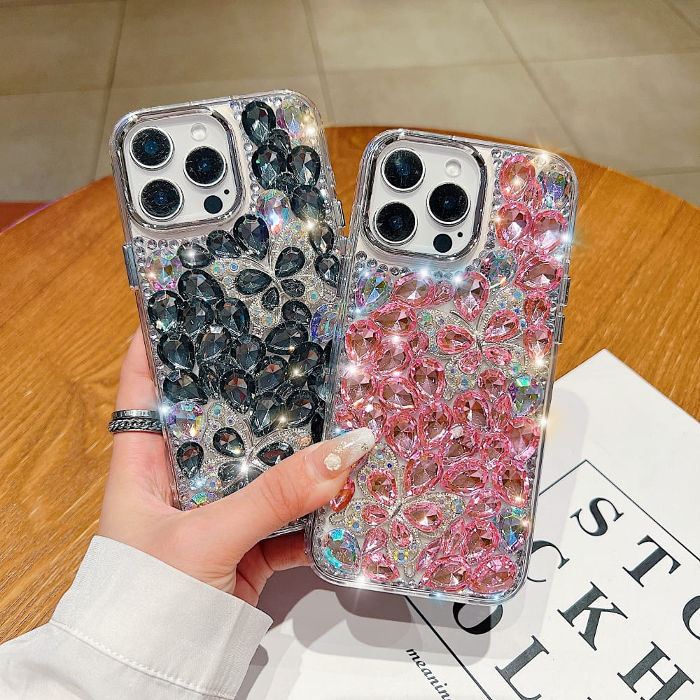 Full Covered Diamond and Butterfly Charm Phone Case