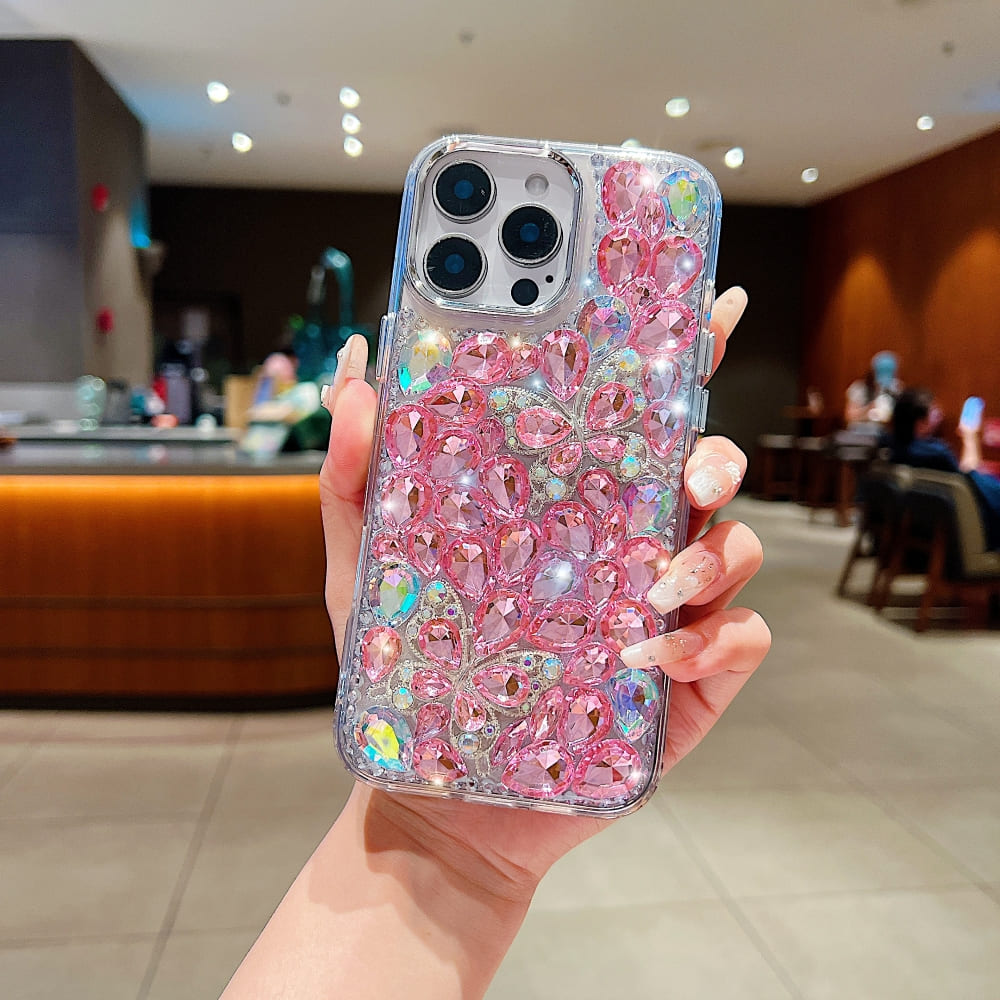 Full Covered Diamond and Butterfly Charm Phone Case