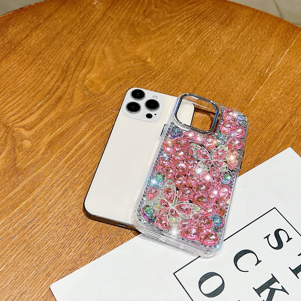 Full Covered Diamond and Butterfly Charm Phone Case