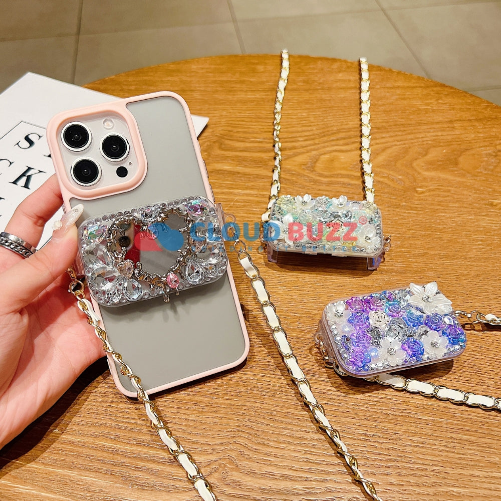 Heart Shape Mirror Pattern Universal Stand with Crystal Bracelet