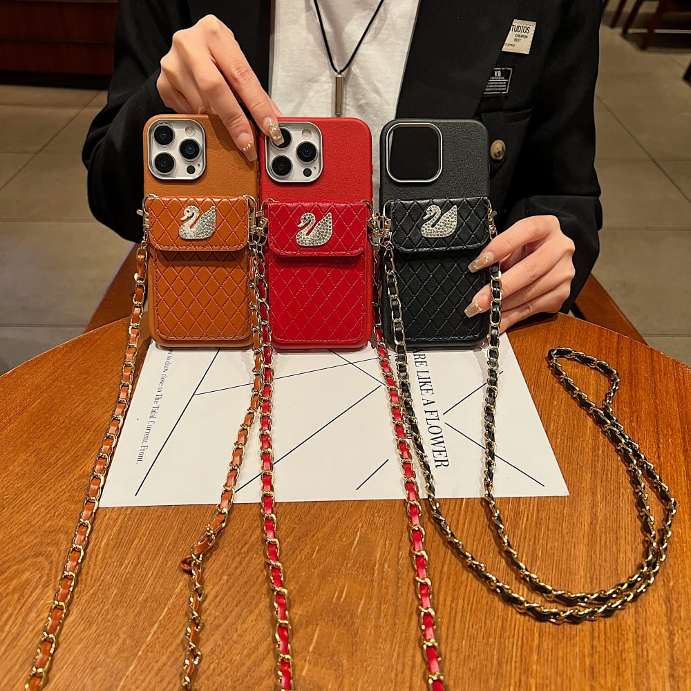 Leather Wallet with Lanyard Sling Phone Case