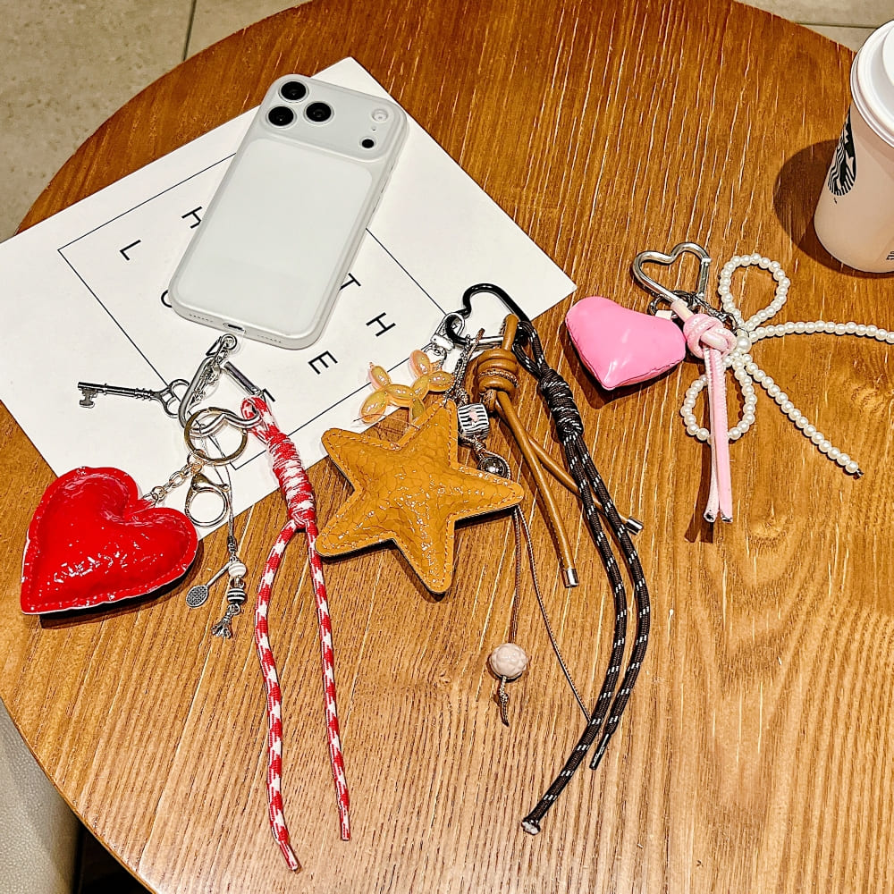 Pink Heart Ornament Bow Rope Phone Charm | Keychain | Handbag Charm