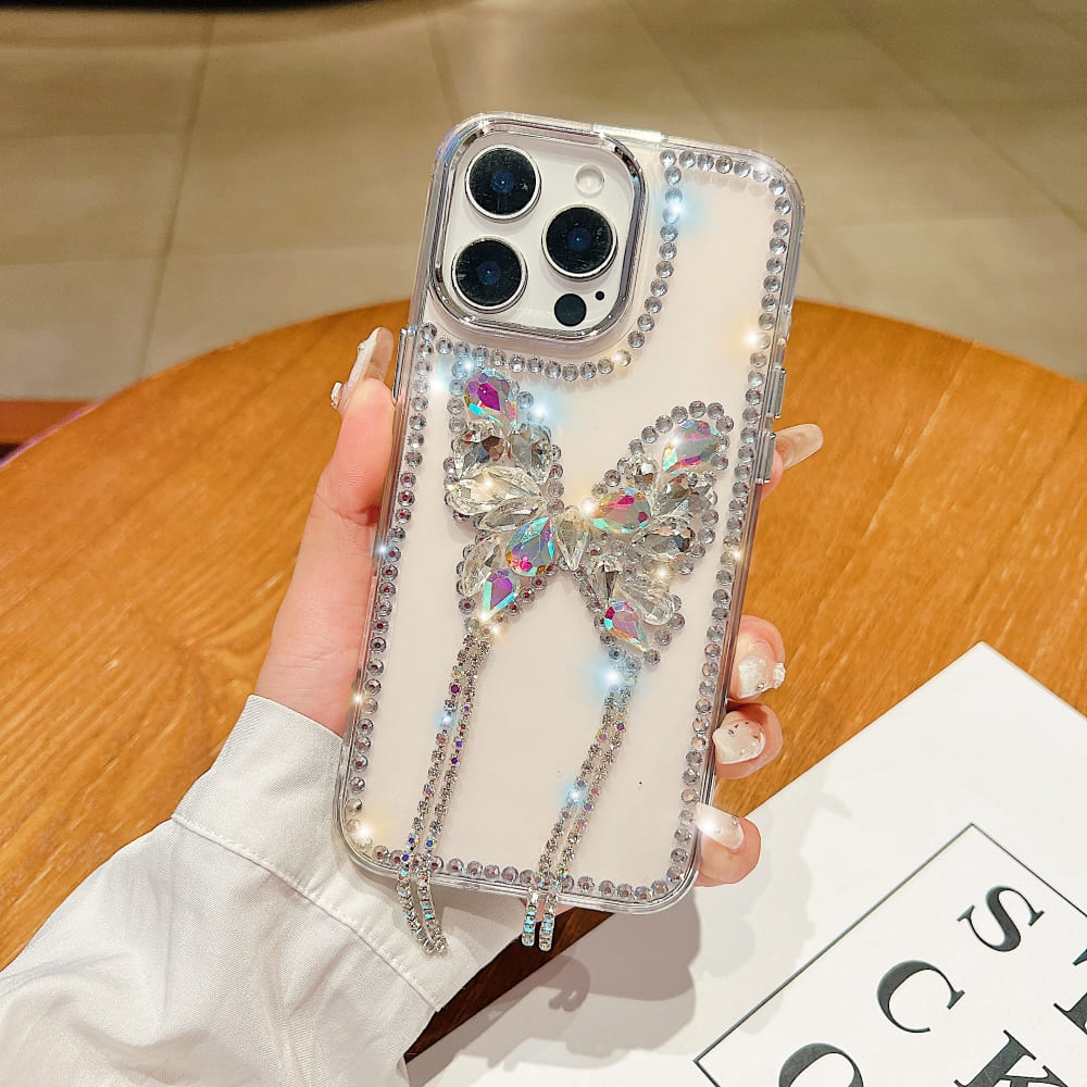 Rhinestone Butterfly Stone Transparent Phone Case
