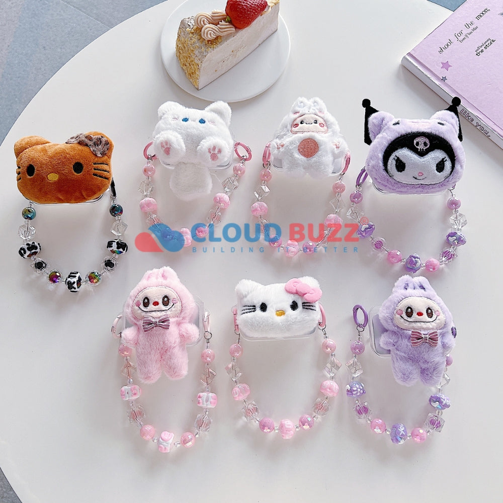 Soft Toy Flip Mirror Universal Stand with Crystal Bracelet