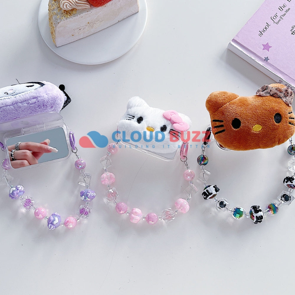 Soft Toy Flip Mirror Universal Stand with Crystal Bracelet