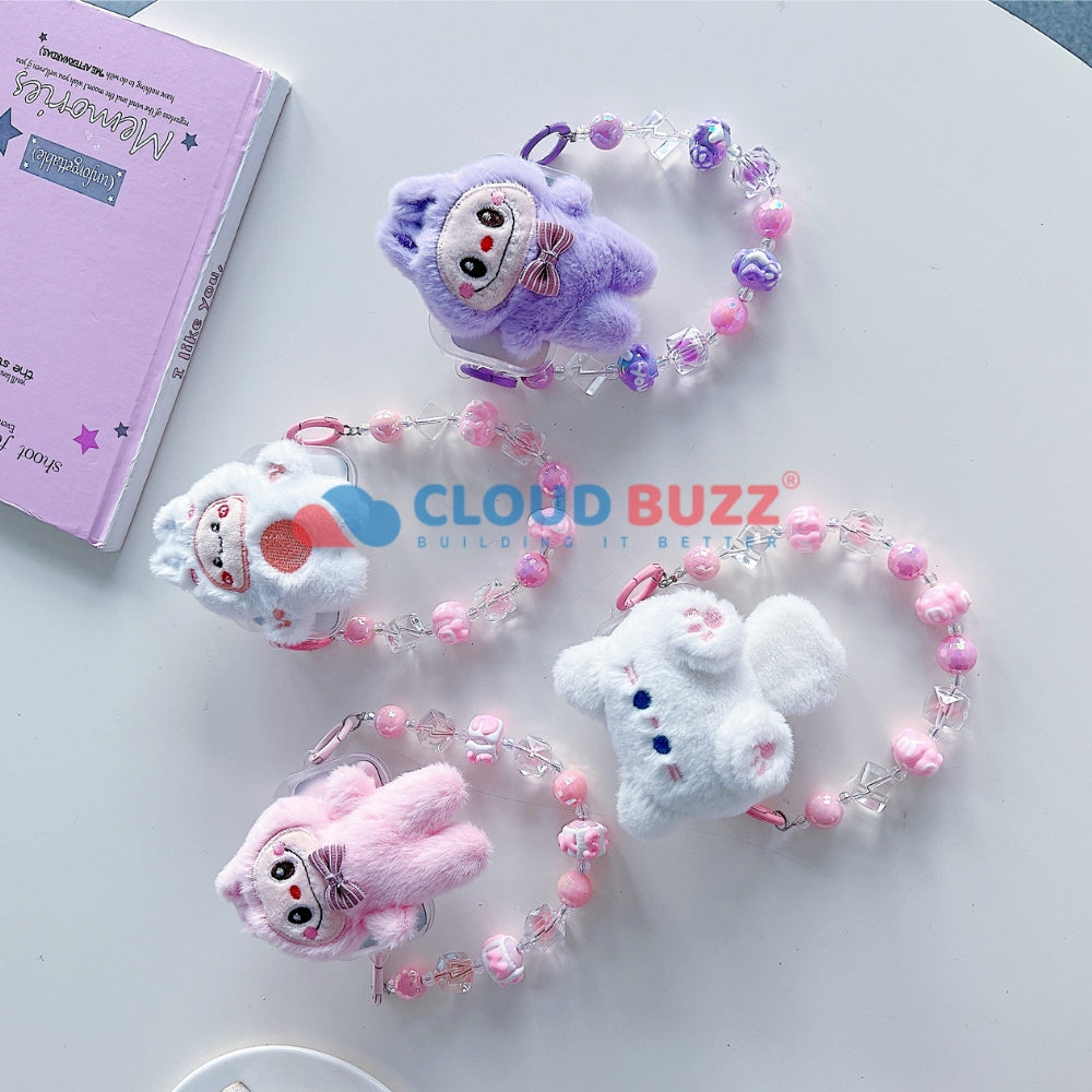 Soft Toy Flip Mirror Universal Stand with Crystal Bracelet