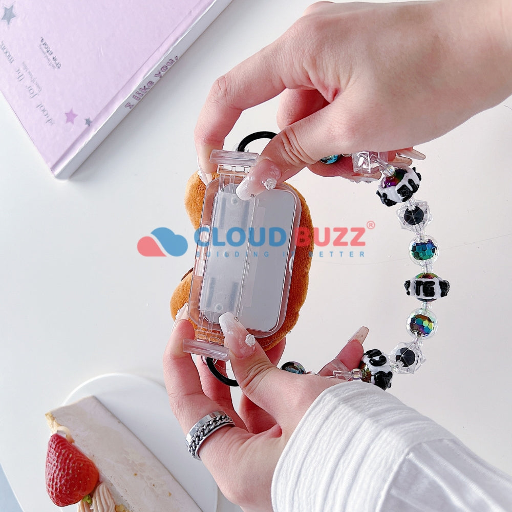 Soft Toy Flip Mirror Universal Stand with Crystal Bracelet