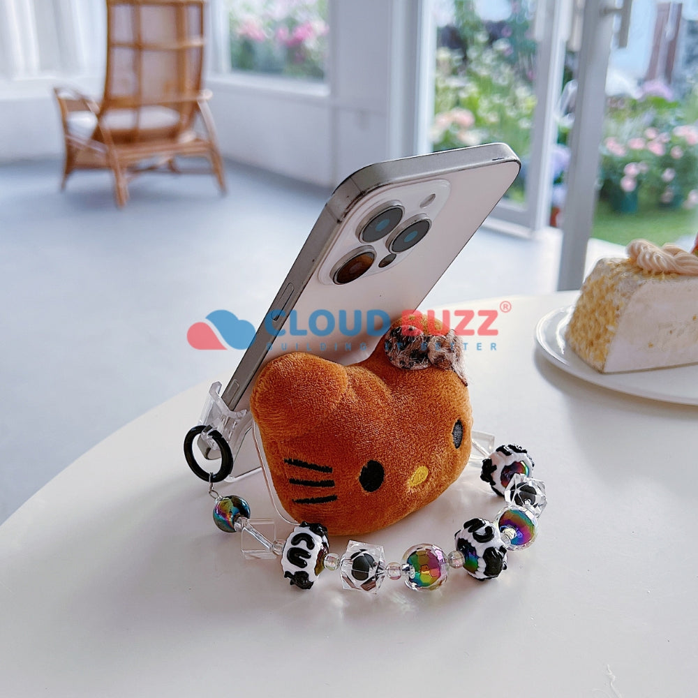 Soft Toy Flip Mirror Universal Stand with Crystal Bracelet