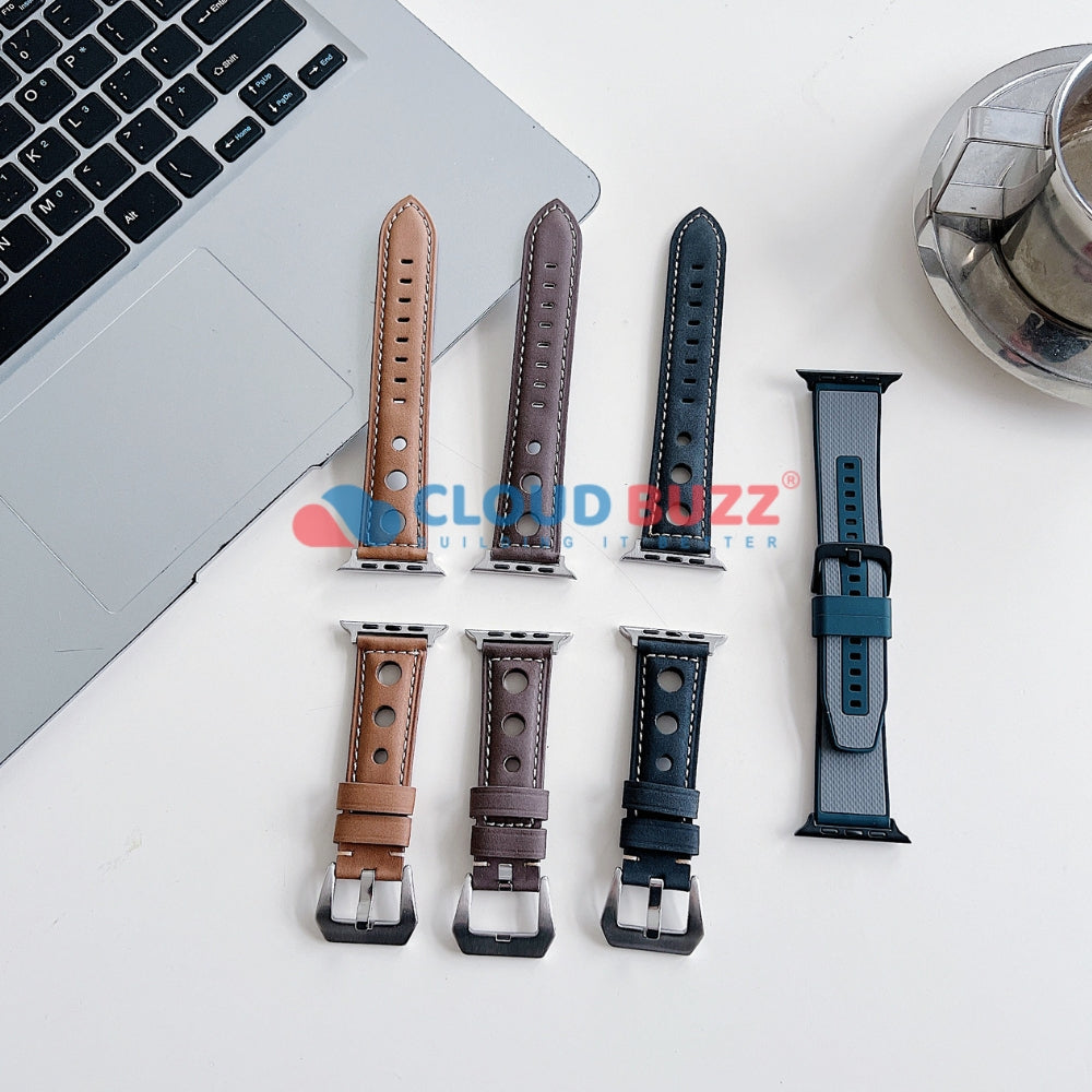 Vintage PU Leather Watch Band | Watch Strap for iWatch Series 9/8/7/6/5/4/3/2/1/Ultra 2/Ultra SE/SE 2 - 22MM
