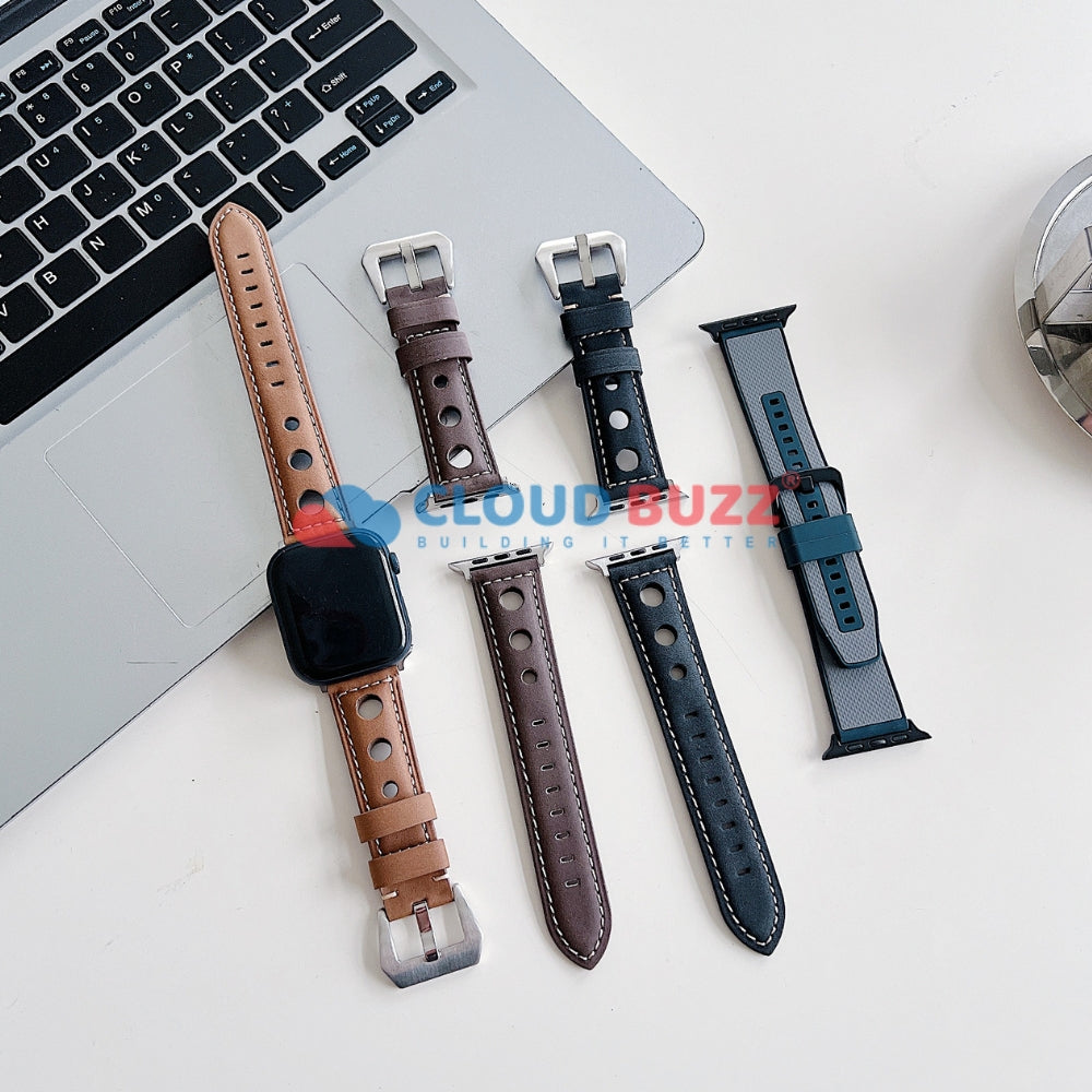 Vintage PU Leather Watch Band | Watch Strap for iWatch Series 9/8/7/6/5/4/3/2/1/Ultra 2/Ultra SE/SE 2 - 22MM