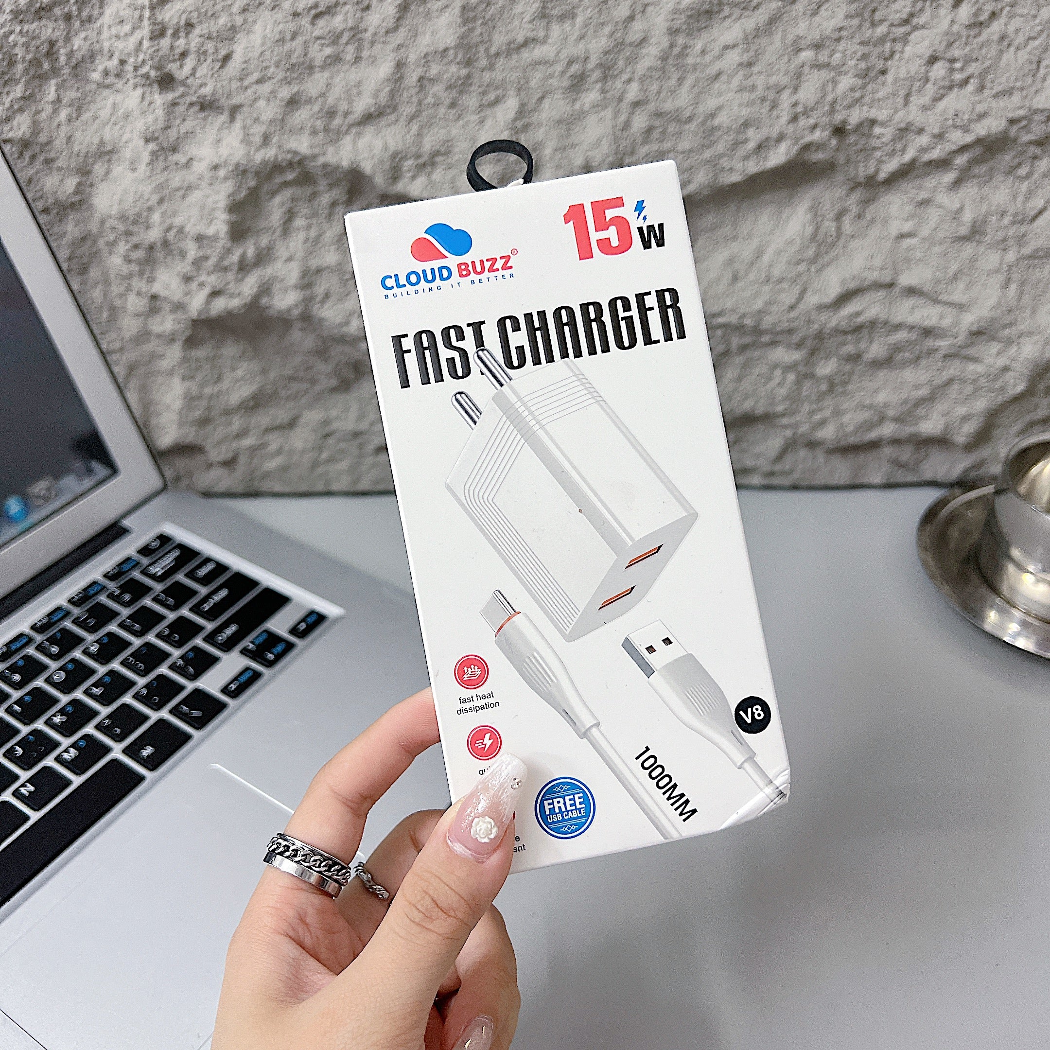 15W Dual USB Port Super Fast Charger with 1000MM Type-C (TC) Cable (CB106)