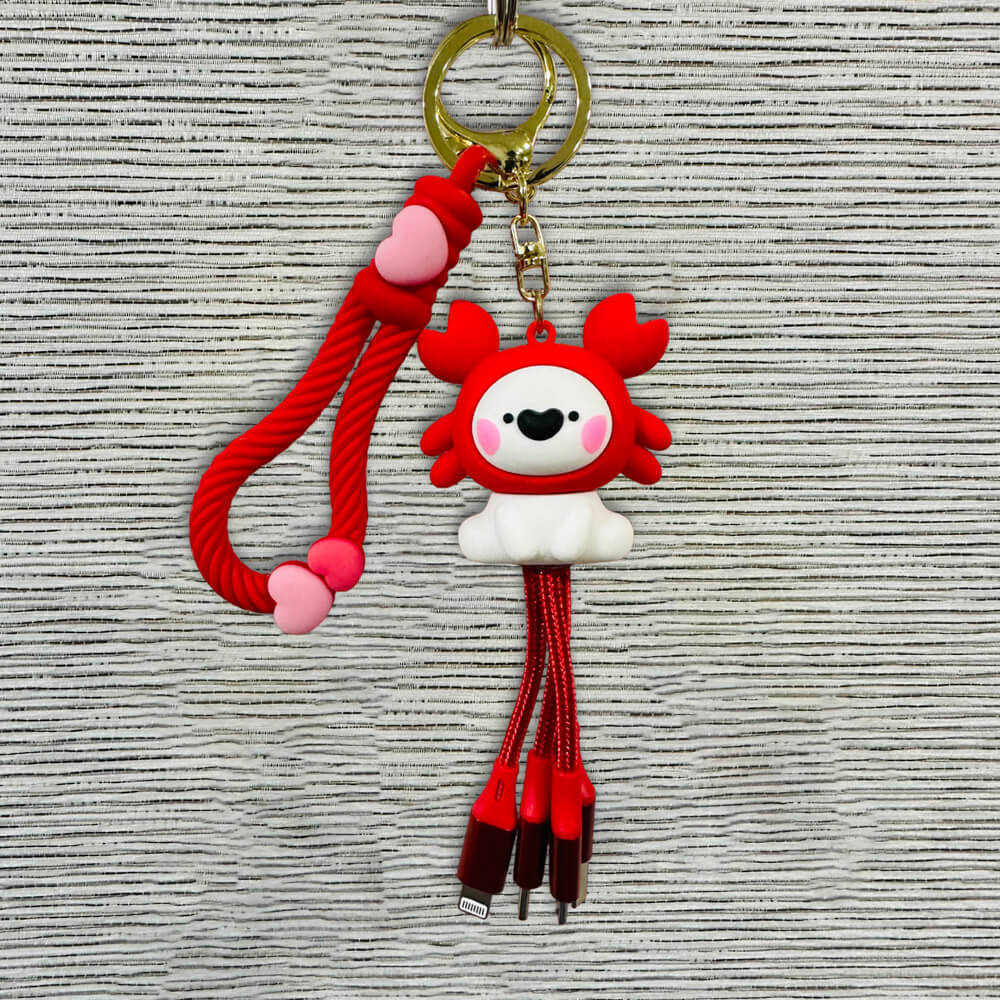 Creative Cute Multi Cable/3 in 1 Charger Keychain Cable