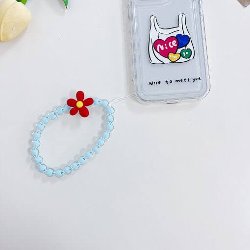 Cute Temperament Color Beaded Candy Flower Phone Charm | Bracelet