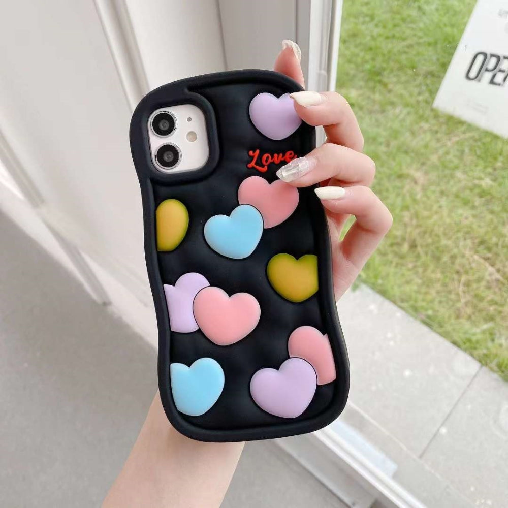 3D Heart Shape Soft Silicon Case - iPhone 11