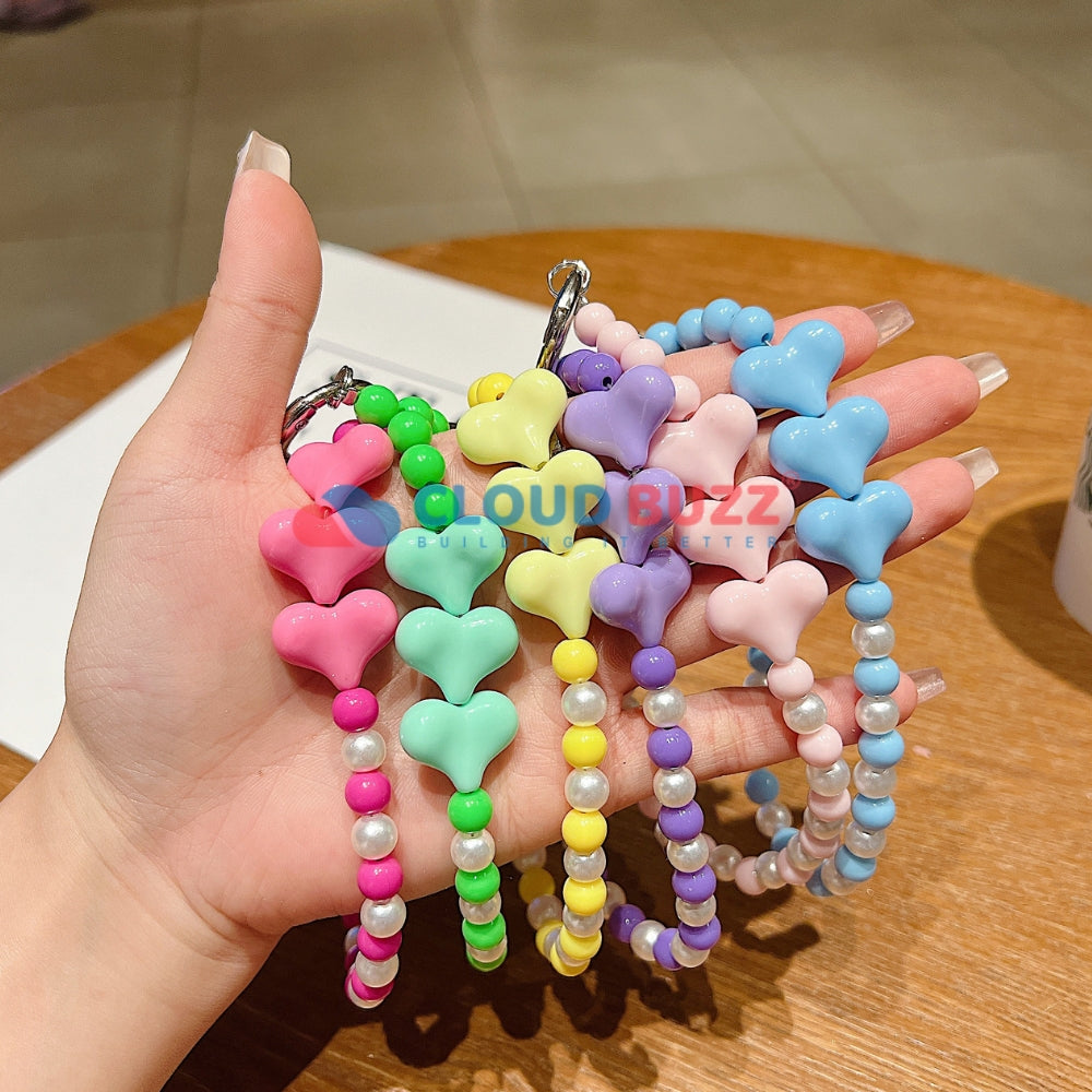 3 Heart Colorful Beads Phone Charm | Bracelet