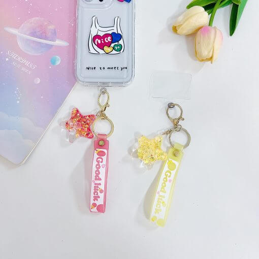 Star Liquid Acrylic Stone Keychain