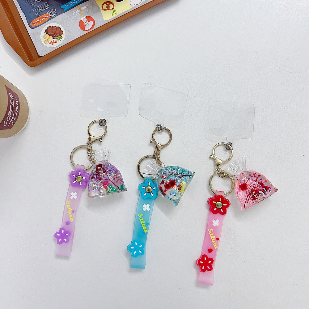 New Acrylic Floting Fish Glitter Liquid Flower Charm | Keychain