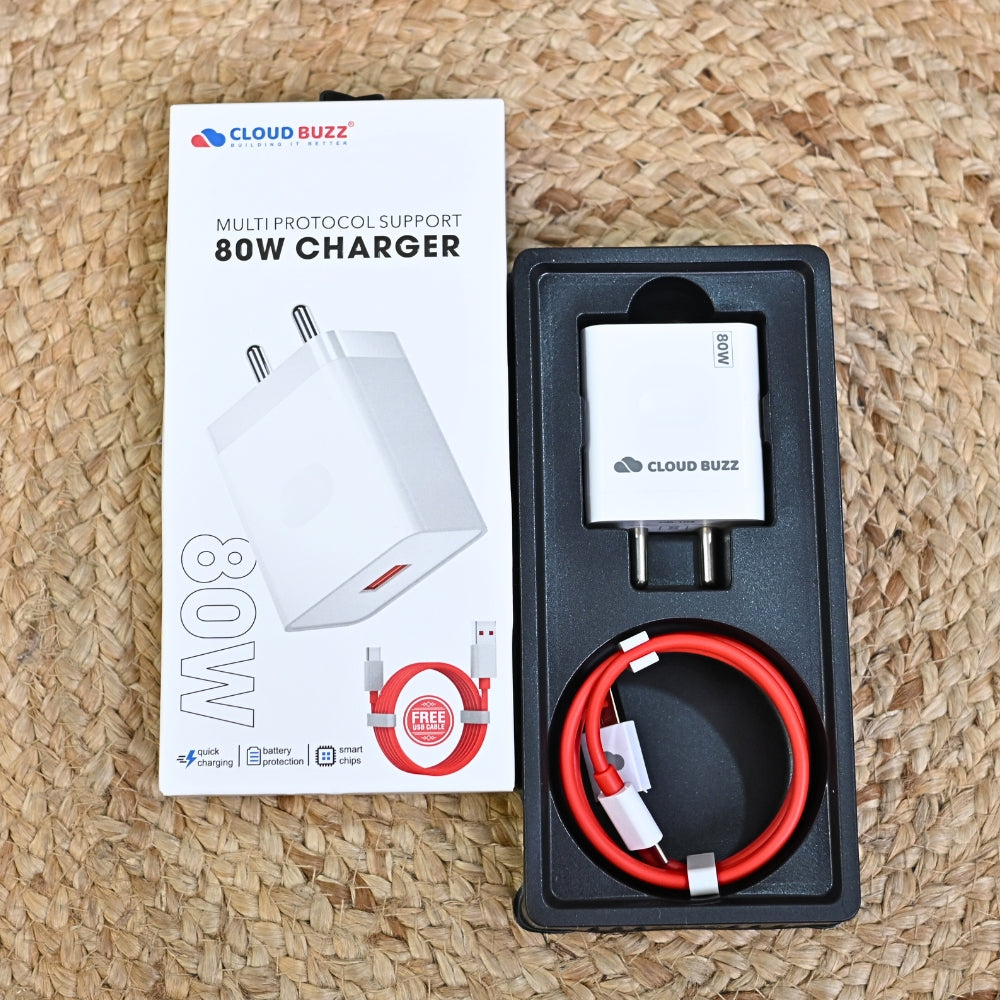 80W Fast Charger USB to Type-C Charging Plug with 1M Cable (CB104)