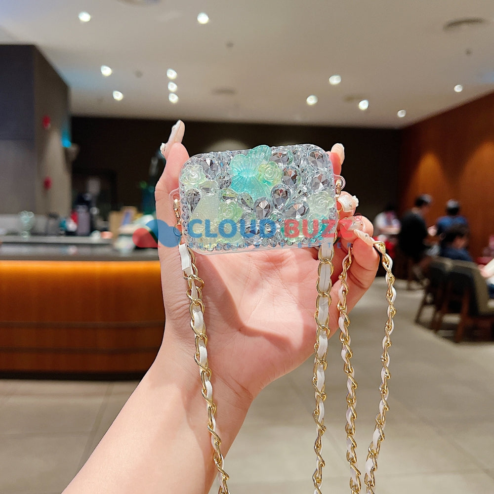 Acrylic Butterfly and Flower Charm Pattern Universal Stand with Crystal Bracelet