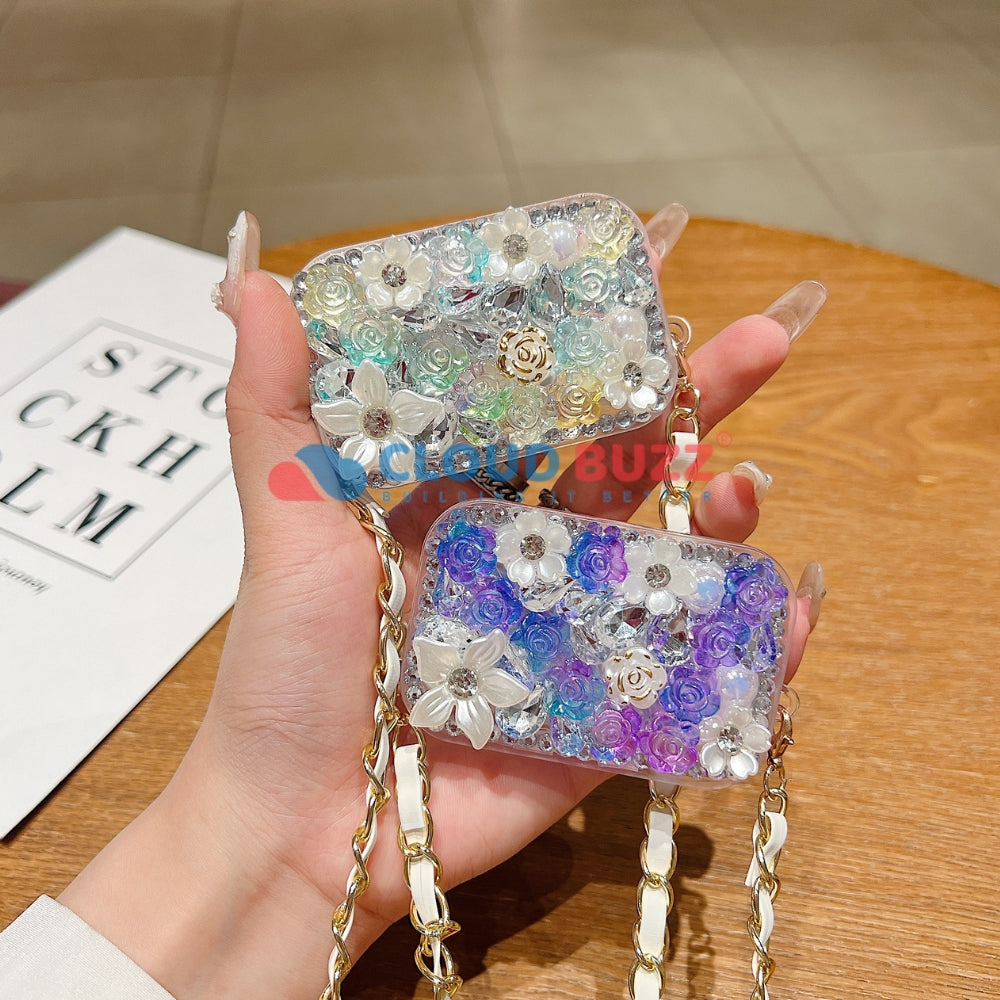 Acrylic Butterfly and Flower Charm Pattern Universal Stand with Crystal Bracelet