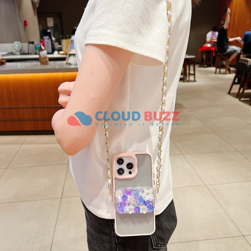 Acrylic Butterfly and Flower Charm Pattern Universal Stand with Crystal Bracelet