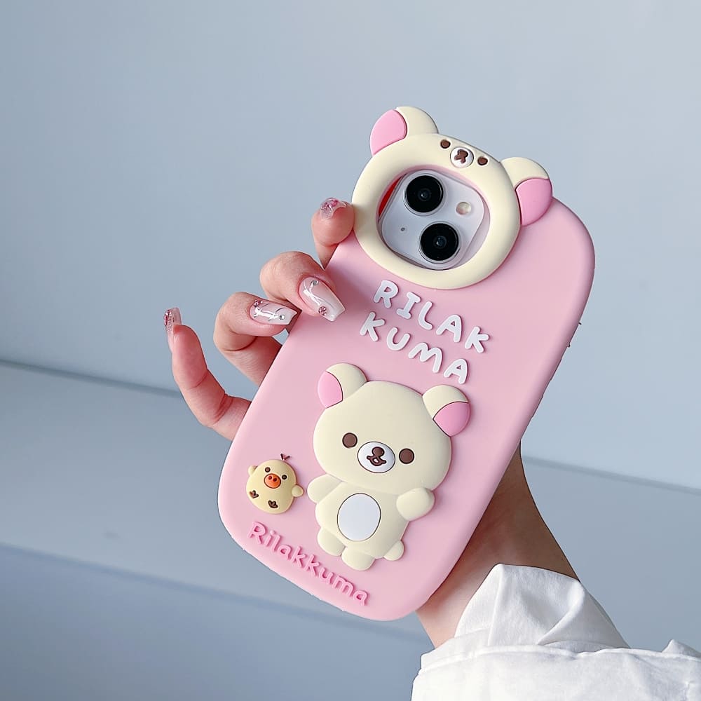 Bear Head Lens Circle Silicone Phone Case