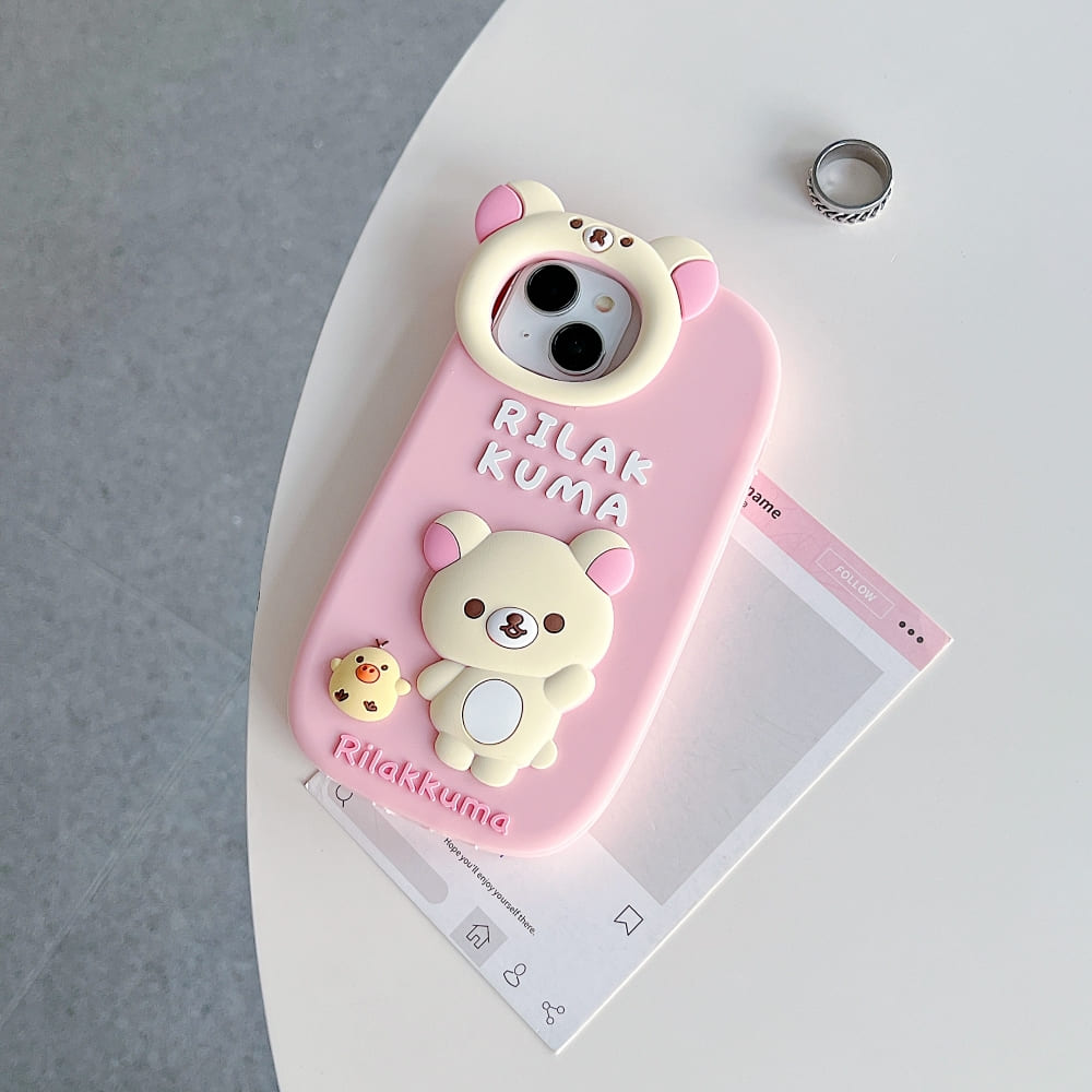 Bear Head Lens Circle Silicone Phone Case