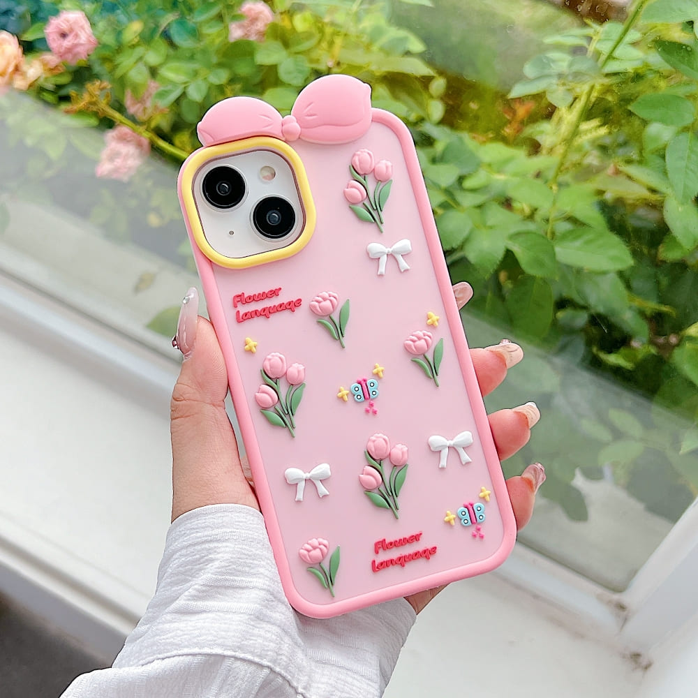 Bow Tulip Flower Silicone Phone Case