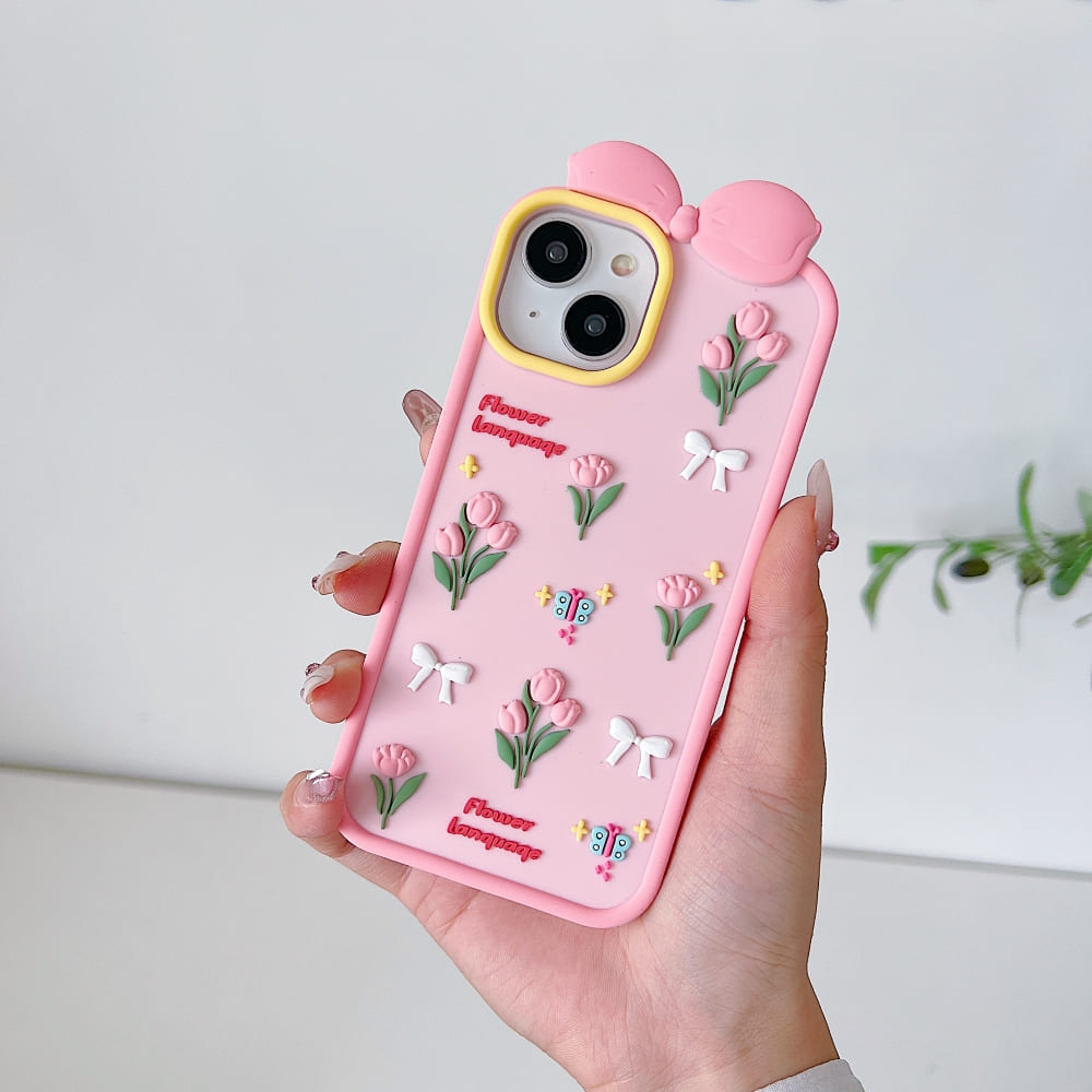 Bow Tulip Flower Silicone Phone Case