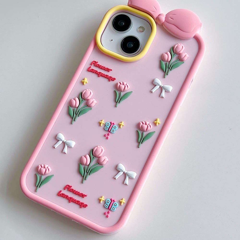 Bow Tulip Flower Silicone Phone Case