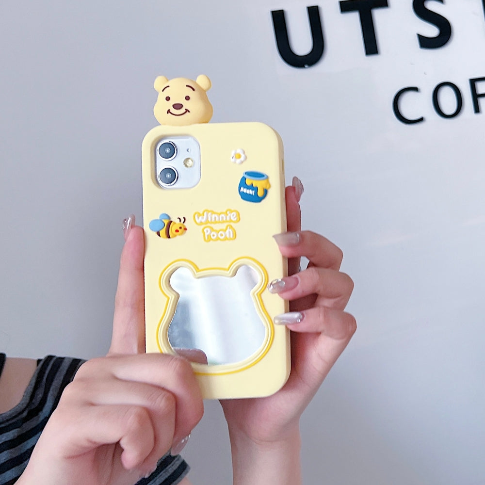 Cute Bear Shape Mirror Silicone Phone Case