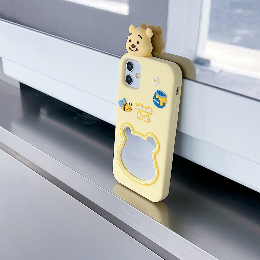 Cute Bear Shape Mirror Silicone Phone Case