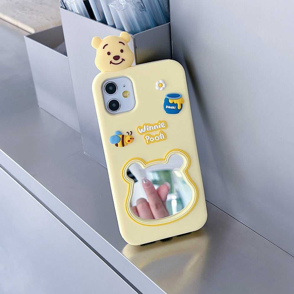 Cute Bear Shape Mirror Silicone Phone Case