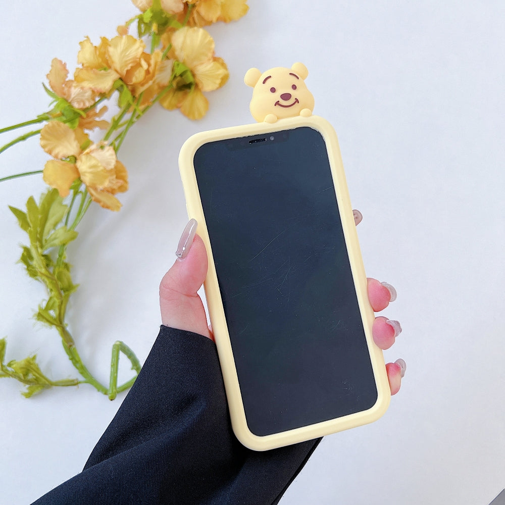 Cute Bear Shape Mirror Silicone Phone Case
