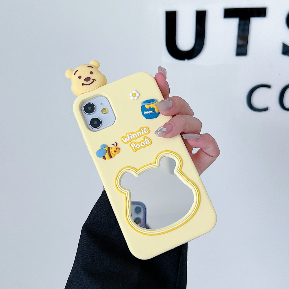 Cute Bear Shape Mirror Silicone Phone Case
