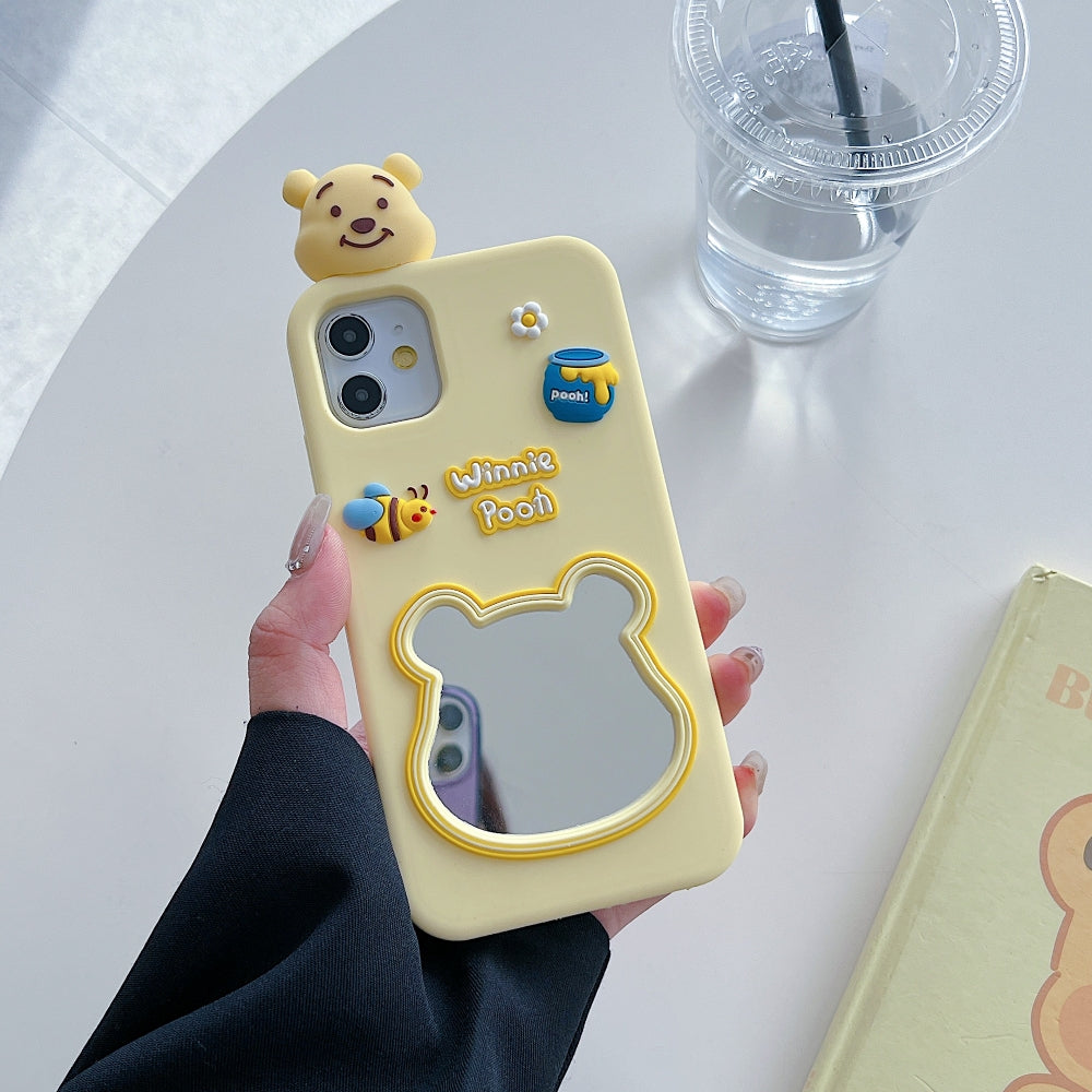 Cute Bear Shape Mirror Silicone Phone Case